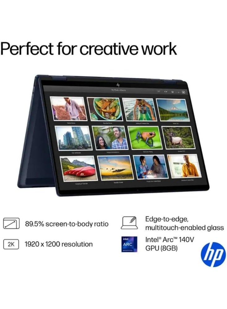 HP (Upgraded Version) OmniBook X Flip 2-in-1 Laptop,14" 2K Touch-Screen Laptop Computer,Intel Core Ultra 7, Arc 140V GPU Copilot+ PC,16GB RAM 2TB SSD,Thunderbolt 4,with Lifetime Office,Win 11 Home English/Arabic blue English/Arabic blue - Image 5