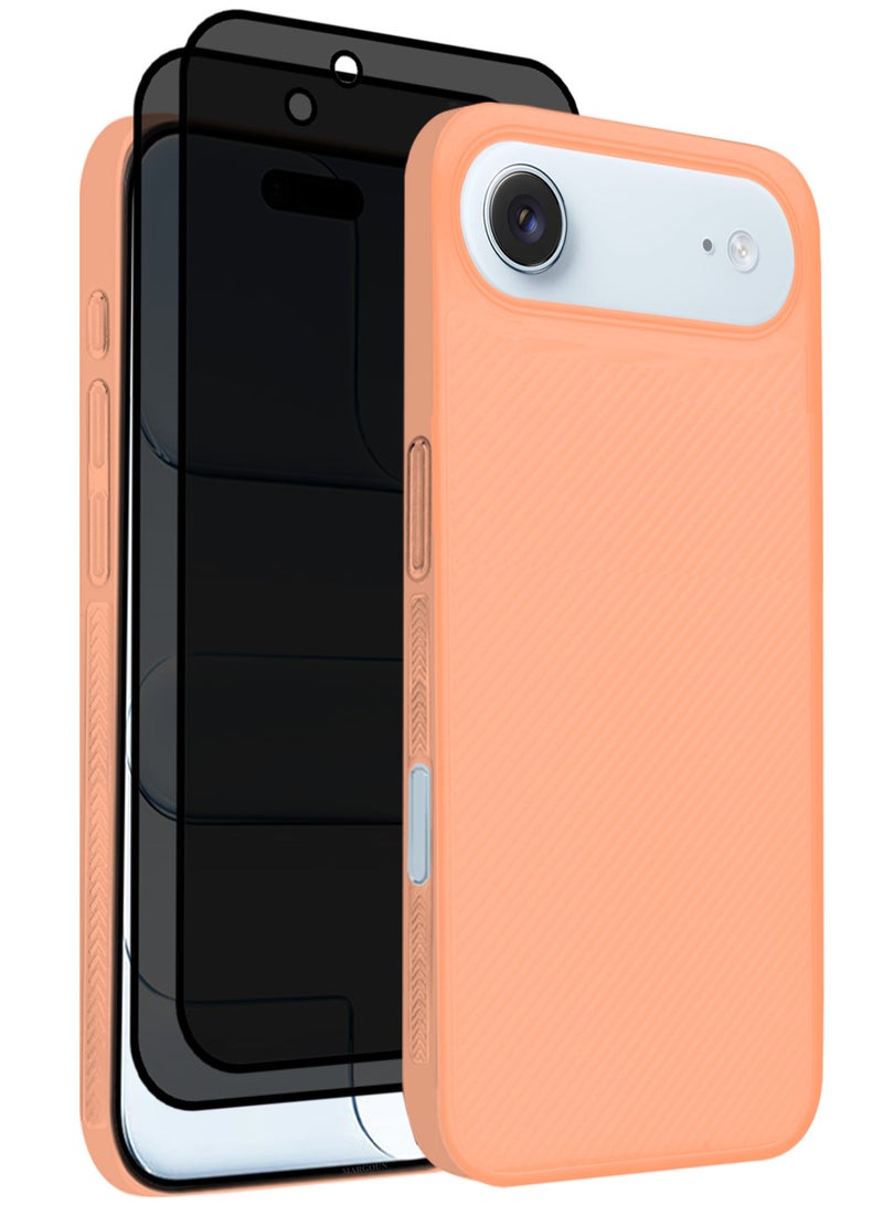 MARGOUN 3 Packs Case Cover for iPhone 17 Air - Sturdy Durable Ultra-Thin Case - Air Skin Line Design Transparent Back Cover -  Drop Protection Cover  with Two Privacy Screen Protectors - Cosmic Orange-5 - Image 1