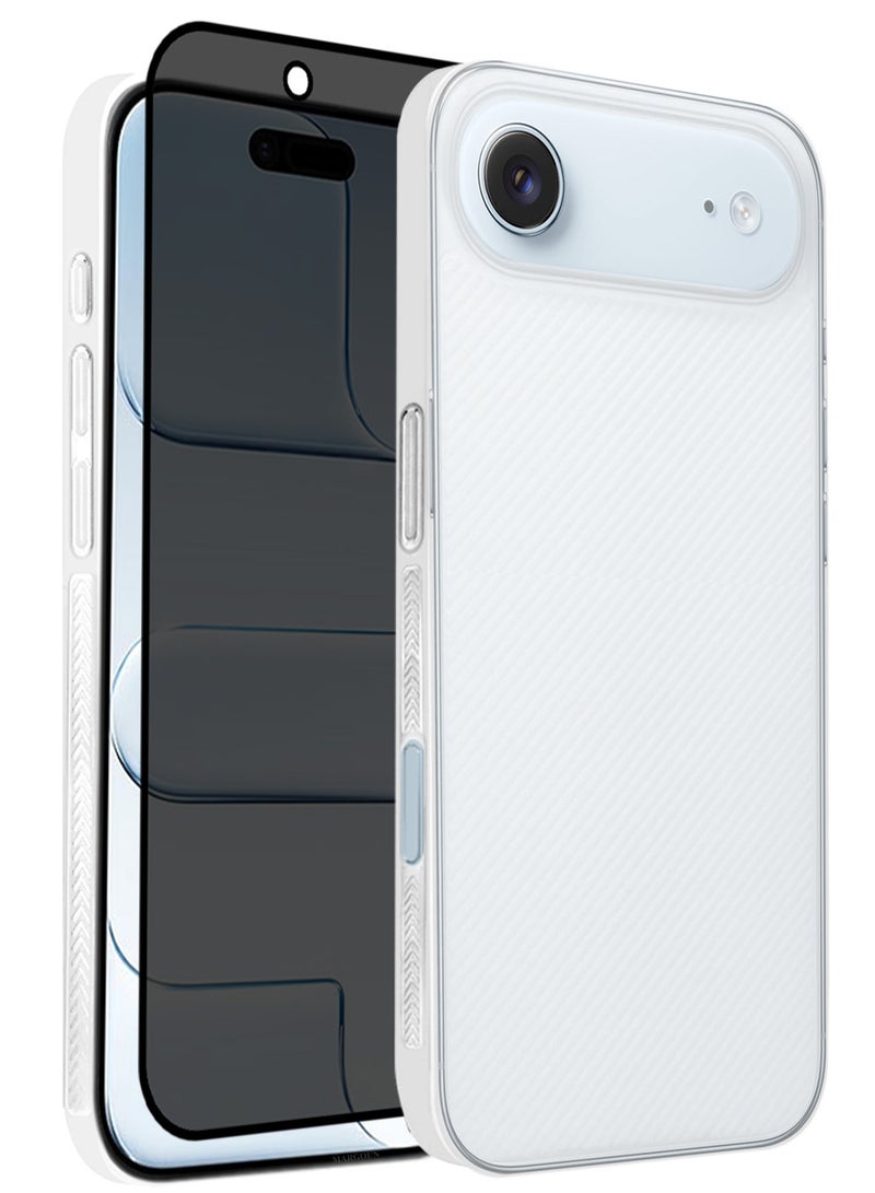 MARGOUN 2 Packs Case Cover for iPhone 17 Air - Sturdy Durable Ultra-Thin Case - Air Skin Line Design Transparent Back Cover -  Drop Protection Cover  with Privacy Screen Protector - White-4 White-4 - Image 1
