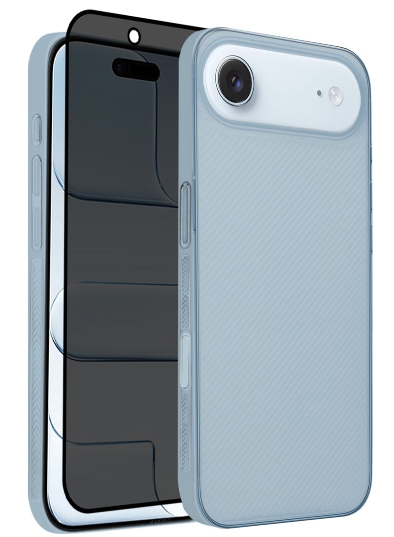 MARGOUN 2 Packs Case Cover for iPhone 17 Air - Sturdy Durable Ultra-Thin Case - Air Skin Line Design Transparent Back Cover -  Drop Protection Cover  with Privacy Screen Protector - Light Blue-4 Light Blue-4 - Image 1