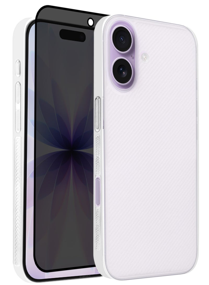 مارجون 2 Packs Case Cover for iPhone 17 - Sturdy Durable Ultra-Thin Case - Air Skin Line Design Transparent Back Cover -  Drop Protection Cover  with Privacy Screen Protector - White-4 - Image 1
