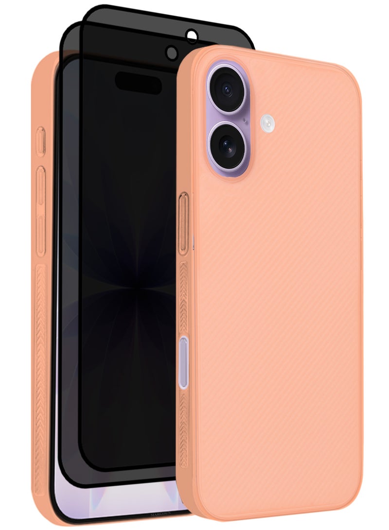 MARGOUN 3 Packs Case Cover for iPhone 17 - Sturdy Durable Ultra-Thin Case - Air Skin Line Design Transparent Back Cover -  Drop Protection Cover  with Two Privacy Screen Protectors - Cosmic Orange-5 - Image 1