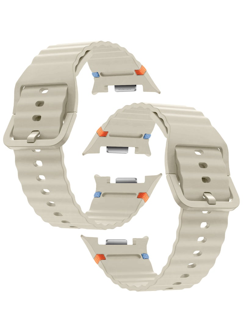 MARGOUN Silicone Ocean Band for Samsung Galaxy Watch 8 Classic 46mm and Watch 8 40mm 44mm - Sport Band Strap - Starlight - Image 3