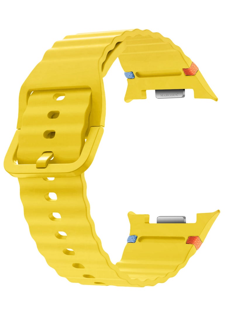 MARGOUN Silicone Ocean Band for Samsung Galaxy Watch 8 Classic 46mm and Watch 8 40mm 44mm - Sport Band Strap - Mustard Yellow - Image 1
