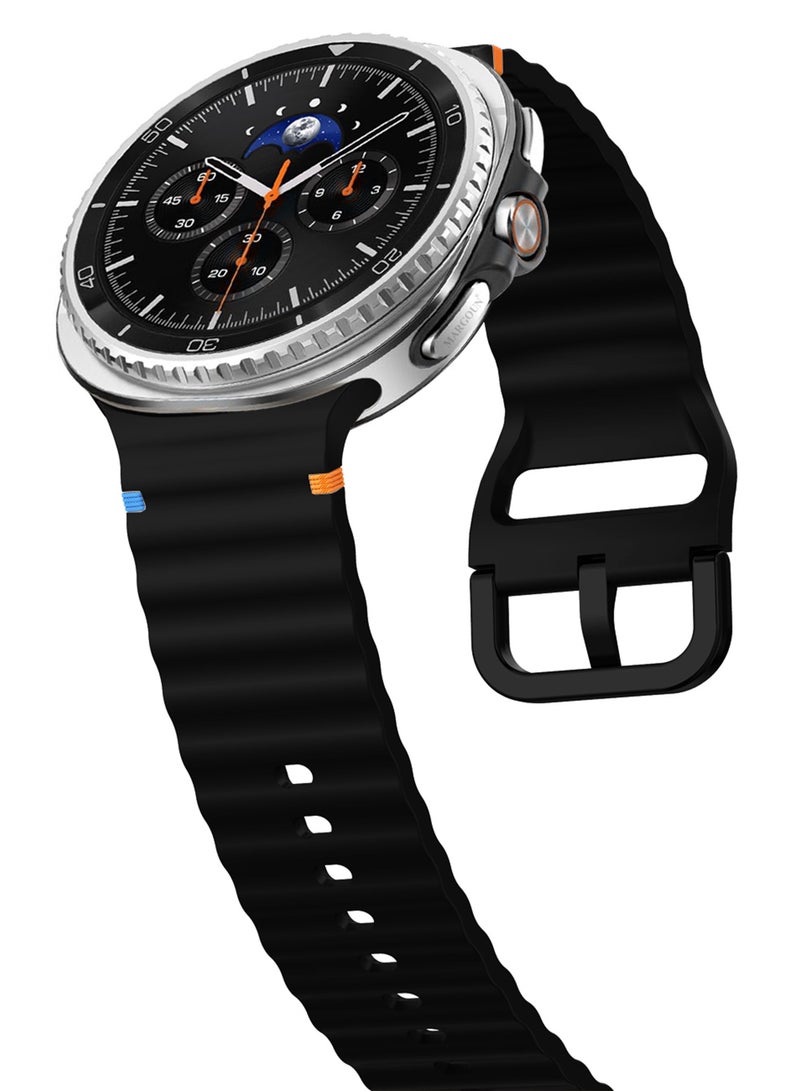 مارجون Silicone Ocean Band for Samsung Galaxy Watch 8 Classic 46mm and Watch 8 40mm 44mm - Sport Band Strap - black - Image 5