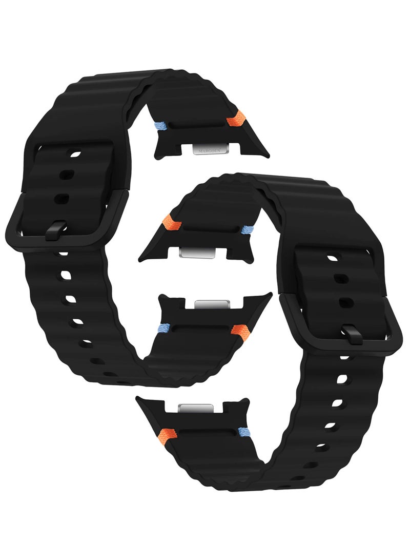 مارجون Silicone Ocean Band for Samsung Galaxy Watch 8 Classic 46mm and Watch 8 40mm 44mm - Sport Band Strap - black - Image 3