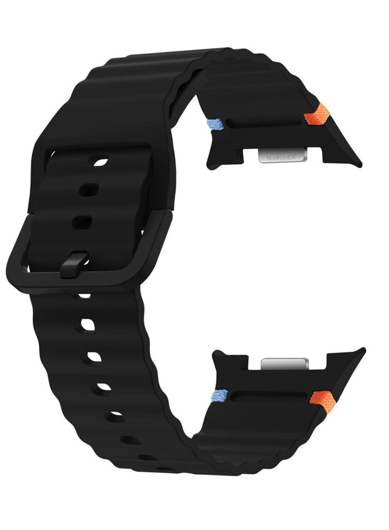 مارجون Silicone Ocean Band for Samsung Galaxy Watch 8 Classic 46mm and Watch 8 40mm 44mm - Sport Band Strap - black - Image 1