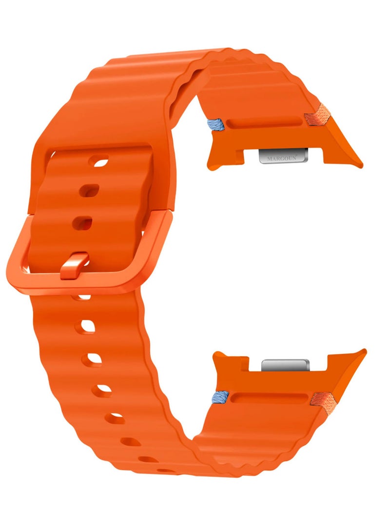 MARGOUN Silicone Ocean Band for Samsung Galaxy Watch 8 Classic 46mm and Watch 8 40mm 44mm - Sport Band Strap - orange - Image 1