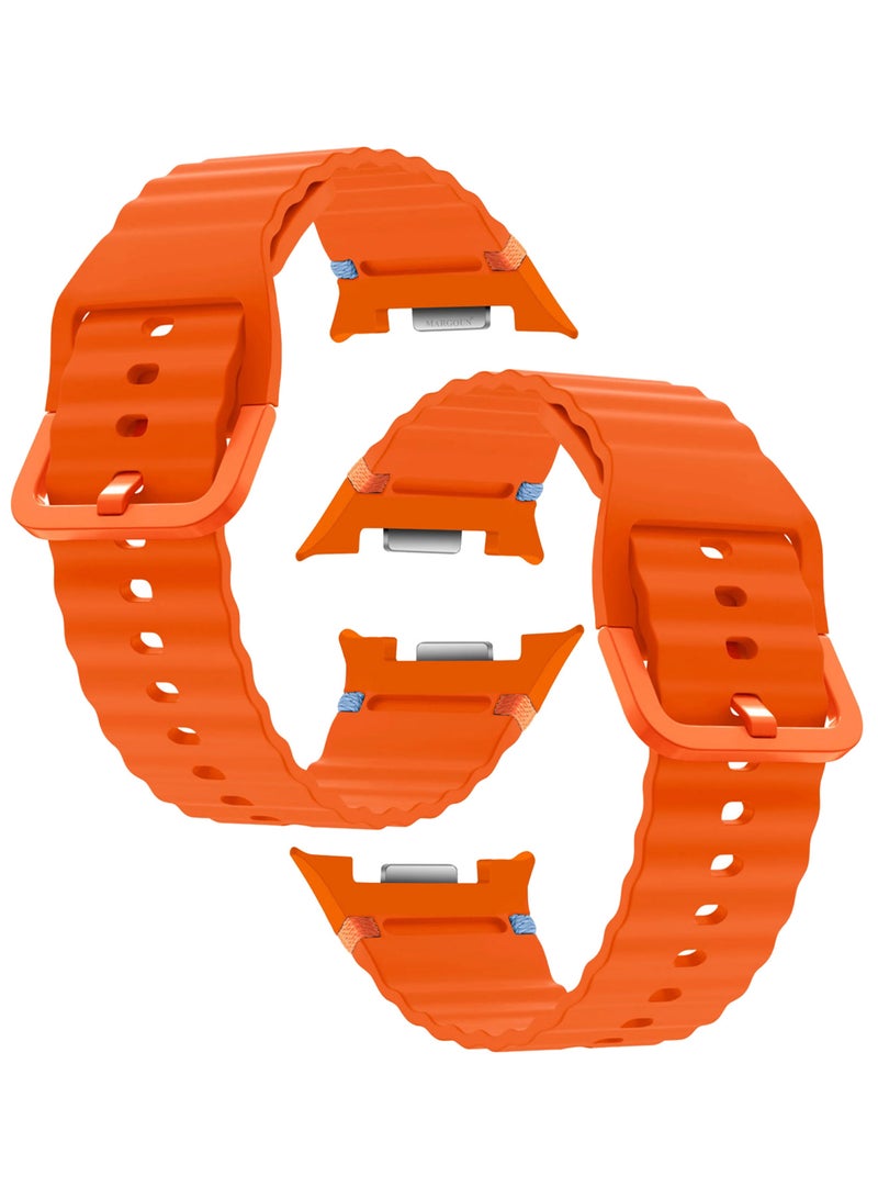 MARGOUN Silicone Ocean Band for Samsung Galaxy Watch 8 Classic 46mm and Watch 8 40mm 44mm - Sport Band Strap - orange - Image 3