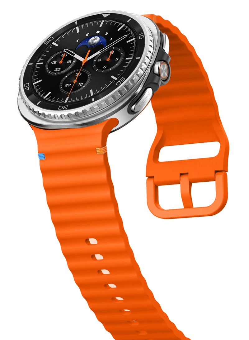MARGOUN Silicone Ocean Band for Samsung Galaxy Watch 8 Classic 46mm and Watch 8 40mm 44mm - Sport Band Strap - orange - Image 5