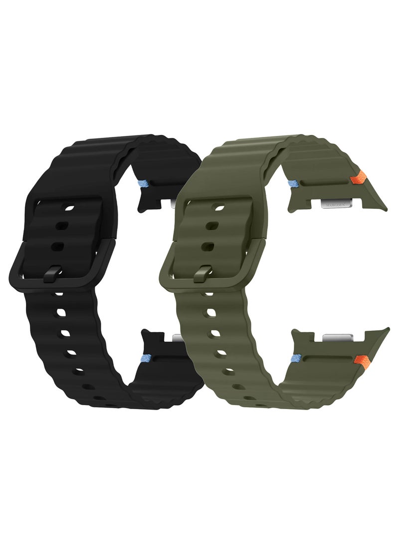 MARGOUN 2 Packs Silicone Ocean Band for Samsung Galaxy Watch 8 Classic 46mm and Watch 8 40mm 44mm - Sport Band Strap Multicolour-9 - Image 1