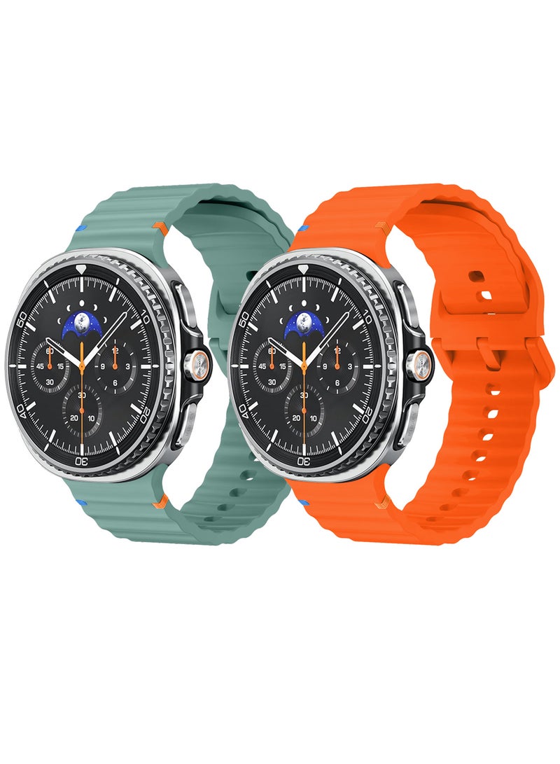 MARGOUN 2 Packs Silicone Ocean Band for Samsung Galaxy Watch 8 Classic 46mm and Watch 8 40mm 44mm - Sport Band Strap Multicolour-4 - Image 2