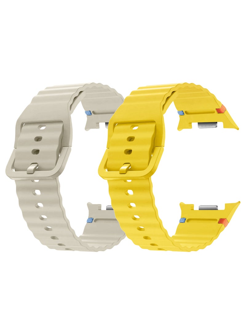 MARGOUN 2 Packs Silicone Ocean Band for Samsung Galaxy Watch 8 Classic 46mm and Watch 8 40mm 44mm - Sport Band Strap Multicolour-1 - Image 1