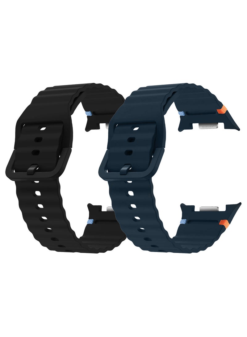 MARGOUN 2 Packs Silicone Ocean Band for Samsung Galaxy Watch 8 Classic 46mm and Watch 8 40mm 44mm - Sport Band Strap Multicolour-15 - Image 1