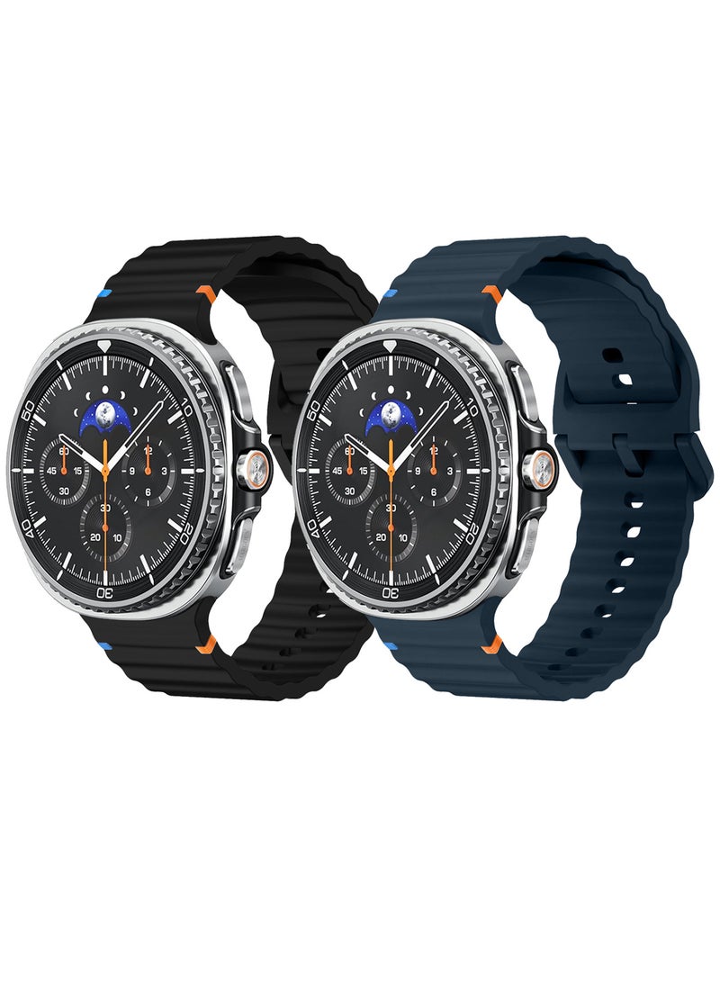 MARGOUN 2 Packs Silicone Ocean Band for Samsung Galaxy Watch 8 Classic 46mm and Watch 8 40mm 44mm - Sport Band Strap Multicolour-15 - Image 2