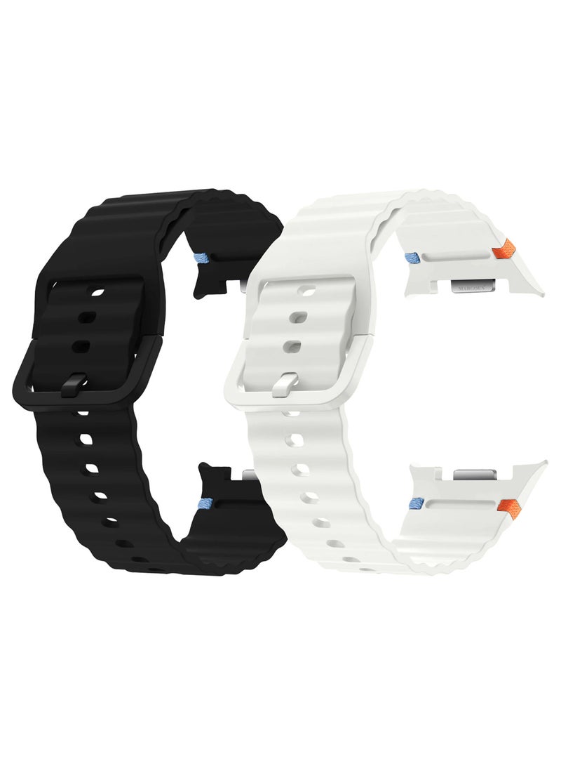 MARGOUN 2 Packs Silicone Ocean Band for Samsung Galaxy Watch 8 Classic 46mm and Watch 8 40mm 44mm - Sport Band Strap Multicolour-7 - Image 1