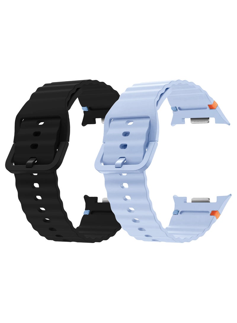 MARGOUN 2 Packs Silicone Ocean Band for Samsung Galaxy Watch 8 Classic 46mm and Watch 8 40mm 44mm - Sport Band Strap Multicolour-10 - Image 1