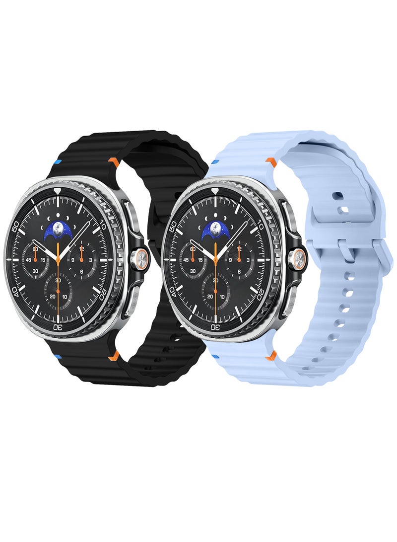 MARGOUN 2 Packs Silicone Ocean Band for Samsung Galaxy Watch 8 Classic 46mm and Watch 8 40mm 44mm - Sport Band Strap Multicolour-10 - Image 2