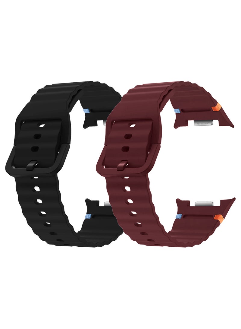 MARGOUN 2 Packs Silicone Ocean Band for Samsung Galaxy Watch 8 Classic 46mm and Watch 8 40mm 44mm - Sport Band Strap Multicolour-8 - Image 1