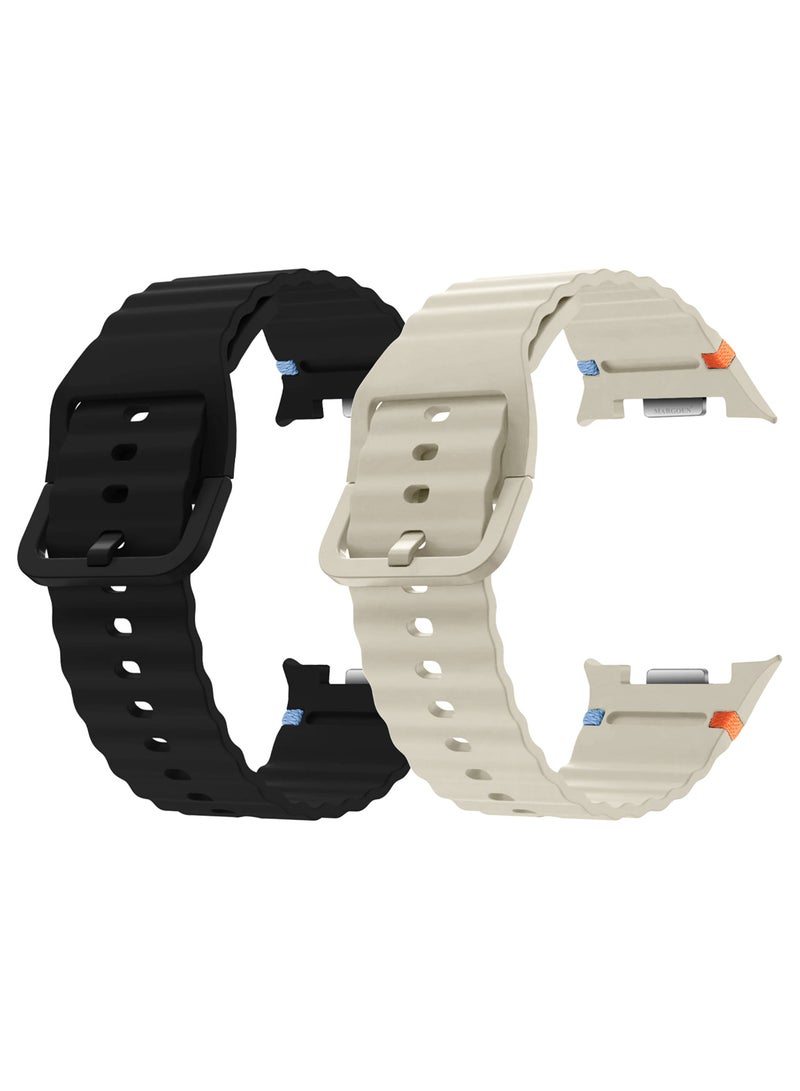 MARGOUN 2 Packs Silicone Ocean Band for Samsung Galaxy Watch 8 Classic 46mm and Watch 8 40mm 44mm - Sport Band Strap Multicolour-16 - Image 1