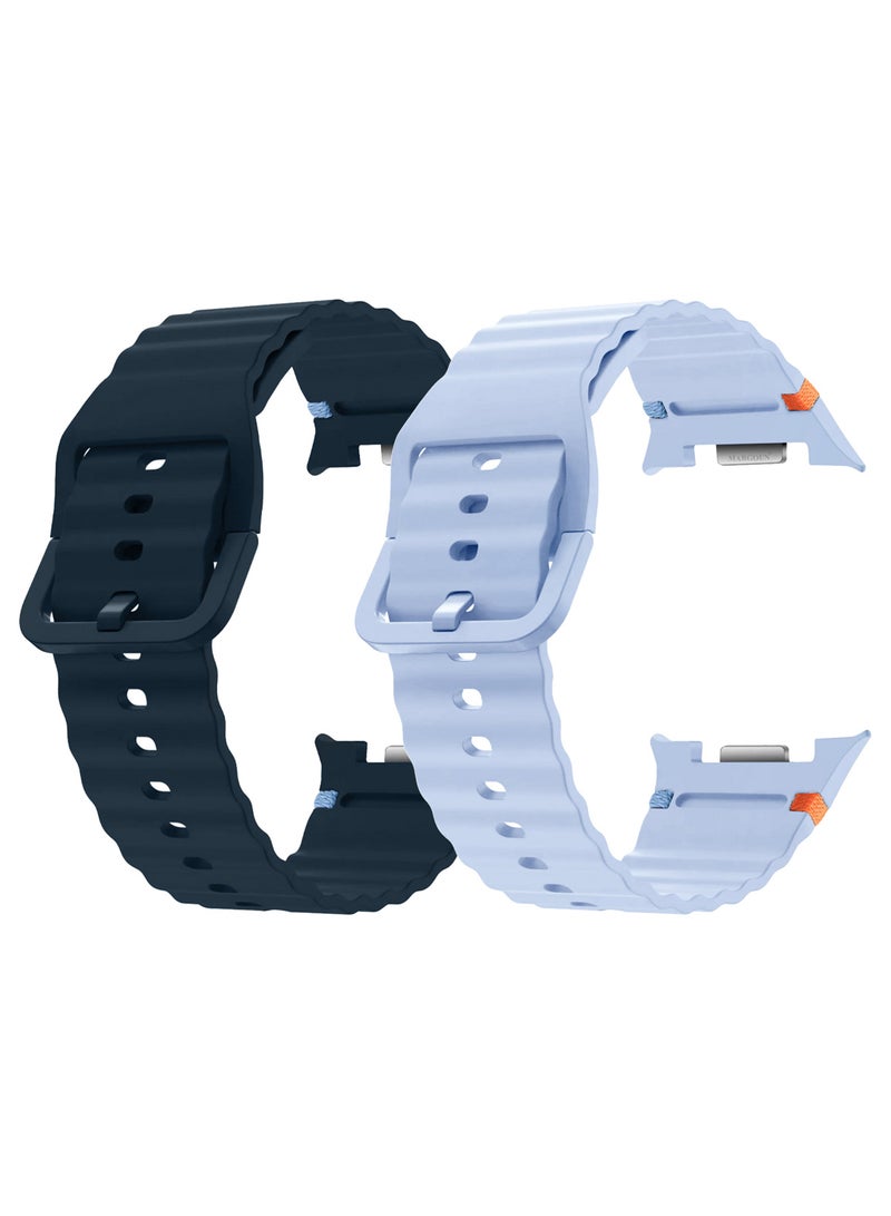 MARGOUN 2 Packs Silicone Ocean Band for Samsung Galaxy Watch 8 Classic 46mm and Watch 8 40mm 44mm - Sport Band Strap Multicolour-2 - Image 1