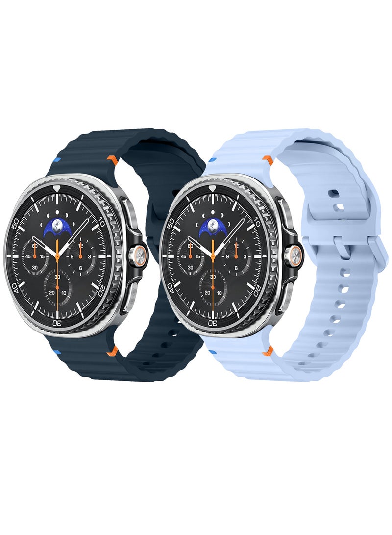 MARGOUN 2 Packs Silicone Ocean Band for Samsung Galaxy Watch 8 Classic 46mm and Watch 8 40mm 44mm - Sport Band Strap Multicolour-2 - Image 2
