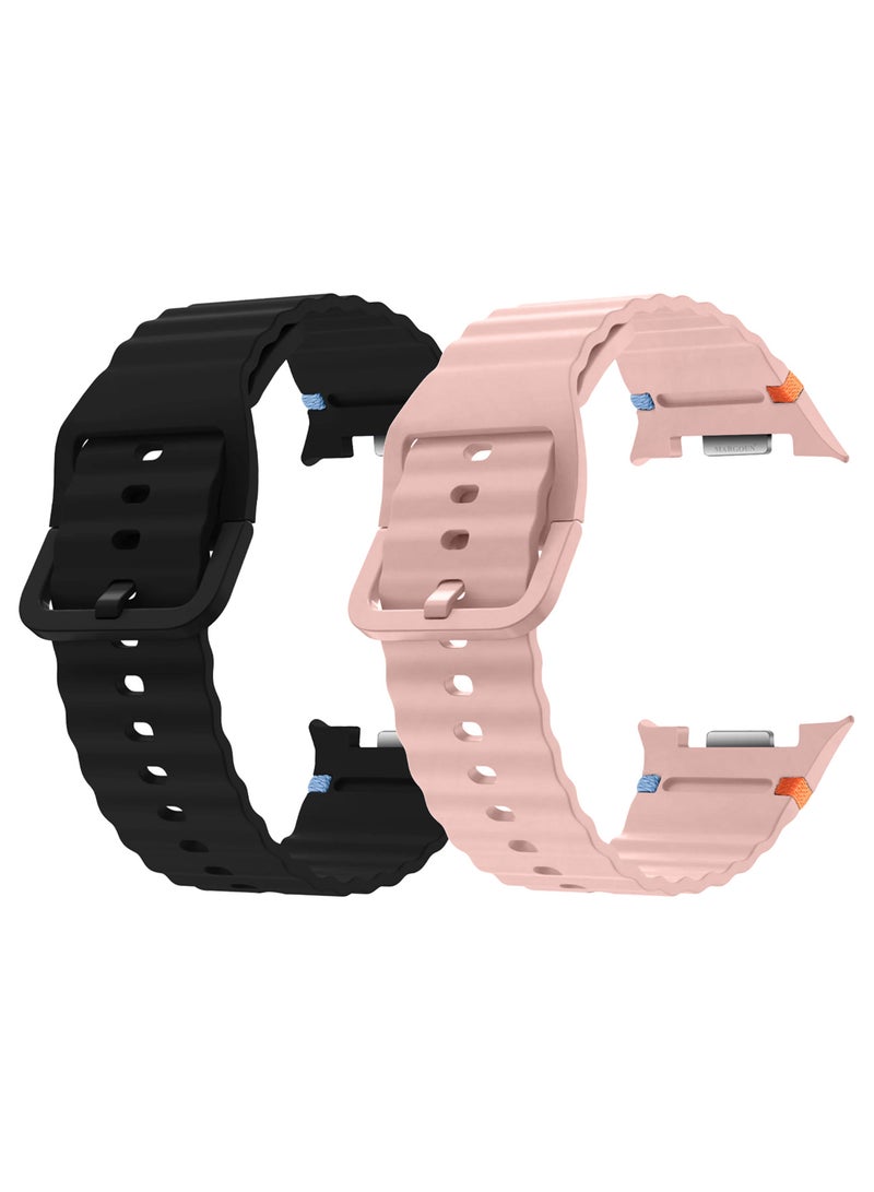 MARGOUN 2 Packs Silicone Ocean Band for Samsung Galaxy Watch 8 Classic 46mm and Watch 8 40mm 44mm - Sport Band Strap Multicolour-13 - Image 1