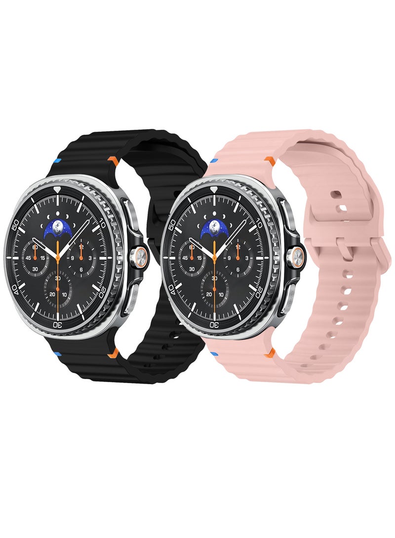 MARGOUN 2 Packs Silicone Ocean Band for Samsung Galaxy Watch 8 Classic 46mm and Watch 8 40mm 44mm - Sport Band Strap Multicolour-13 - Image 2