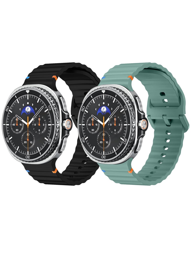 MARGOUN 2 Packs Silicone Ocean Band for Samsung Galaxy Watch 8 Classic 46mm and Watch 8 40mm 44mm - Sport Band Strap Multicolour-11 - Image 2