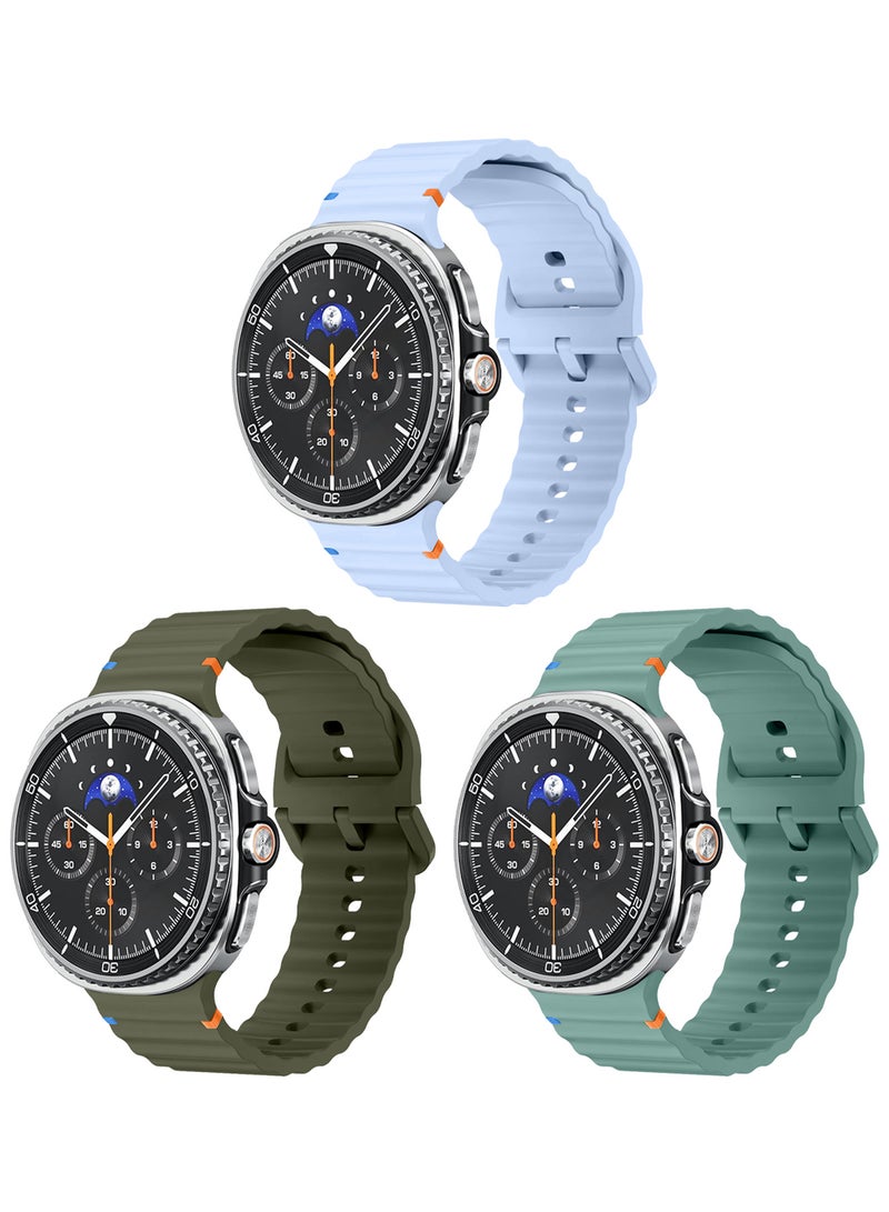 MARGOUN 3 Packs Silicone Ocean Band for Samsung Galaxy Watch 8 Classic 46mm and Watch 8 40mm 44mm - Sport Band Strap Multicolour-21 - Image 2