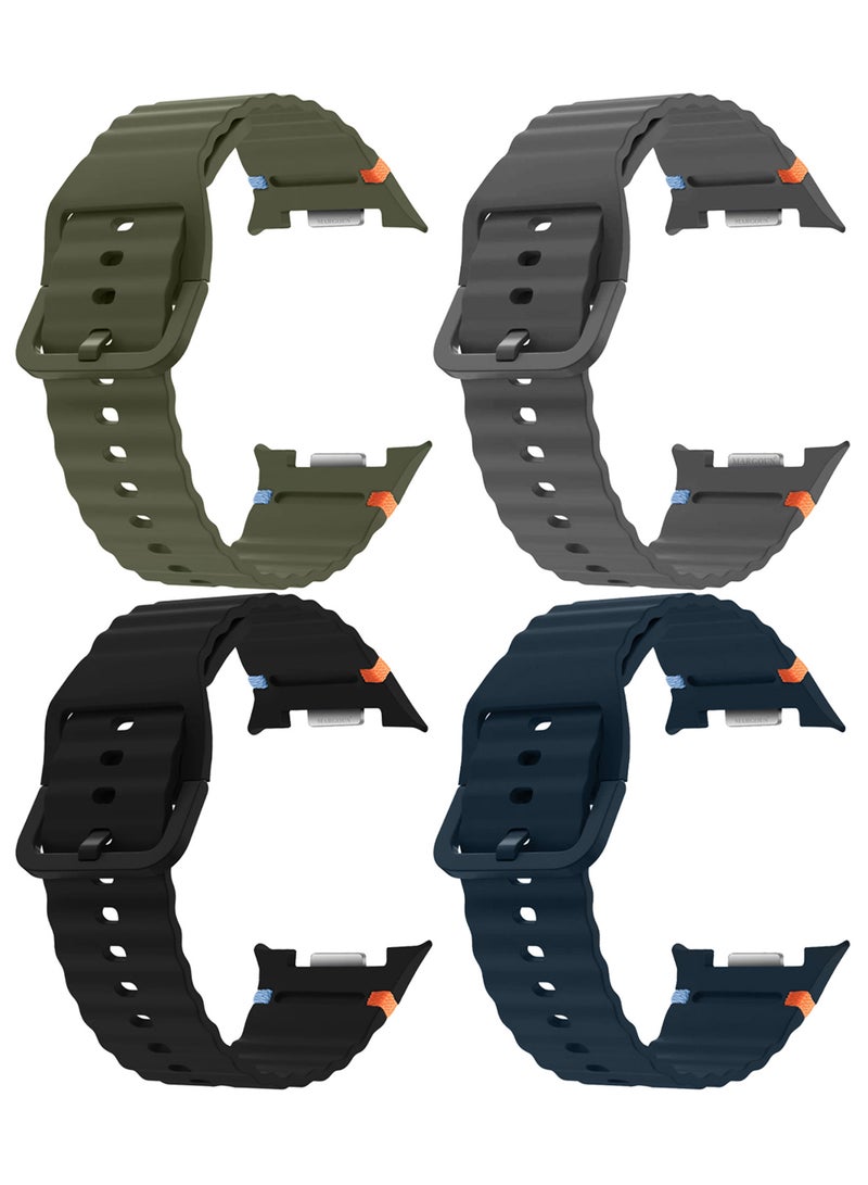 MARGOUN 4 Packs Silicone Ocean Band for Samsung Galaxy Watch 8 Classic 46mm and Watch 8 40mm 44mm - Sport Band Strap Multicolour-25 - Image 1