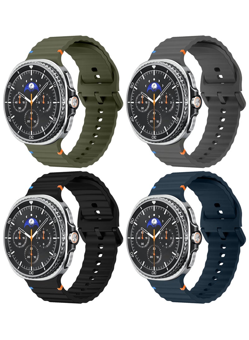 MARGOUN 4 Packs Silicone Ocean Band for Samsung Galaxy Watch 8 Classic 46mm and Watch 8 40mm 44mm - Sport Band Strap Multicolour-25 - Image 2
