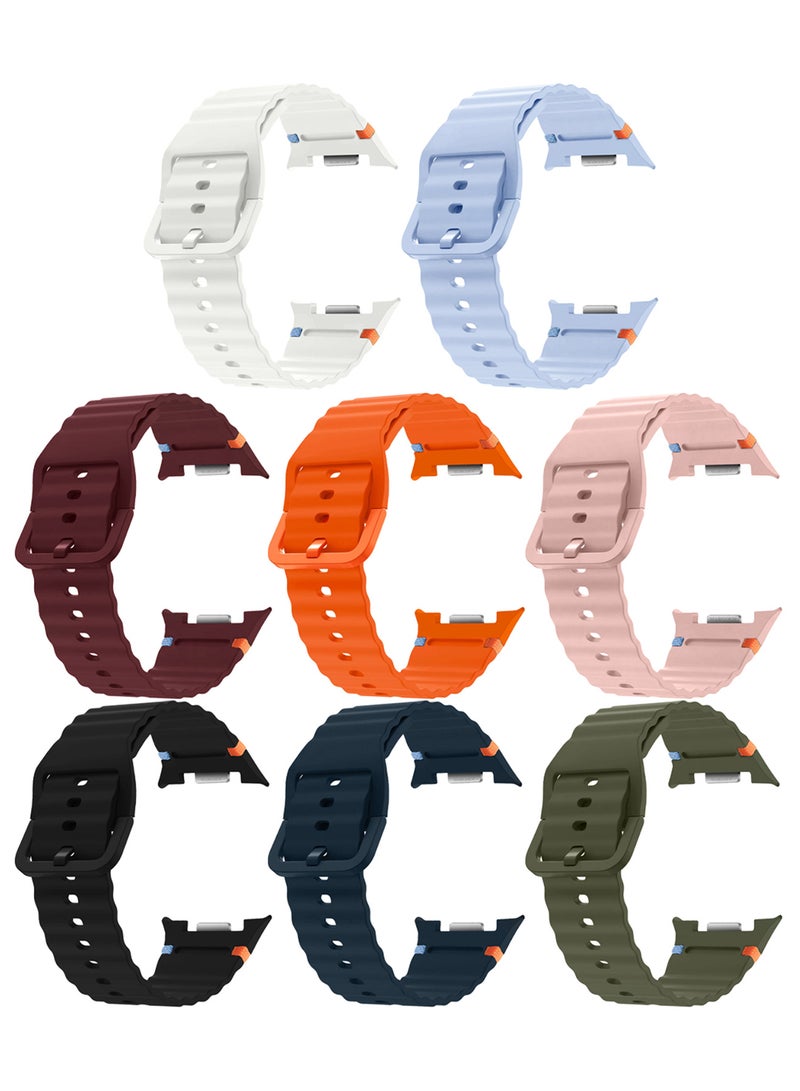 MARGOUN 8 Packs Silicone Ocean Band for Samsung Galaxy Watch 8 Classic 46mm and Watch 8 40mm 44mm - Sport Band Strap Multicolour-30 - Image 1