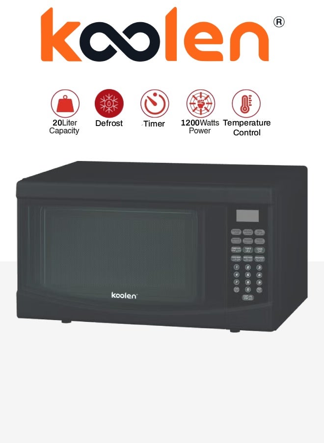 KOOLEN Digital Microwave Oven with Adjustable temperature and Timer function Reheating and Defrost function Child lock Digital controls 20 L 1200 W 802100003 black - Image 1