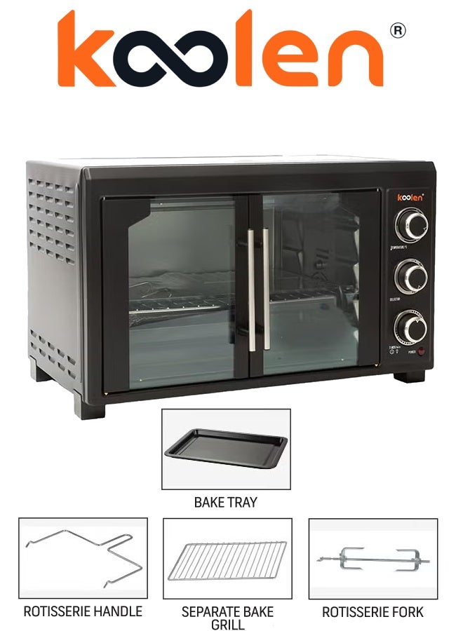 كولن فرن كهربائي بباب فرنسي مع وظائف الشواء وأزرار تحكم سهلة الاستخدام، 6 مراحل لاختيار التسخين، درجة حرارة قابلة للتعديل من 100-250 درجة مئوية/مثالي للشواء/طهي اللحوم، الخضروات، لحم الضأن - Image 2