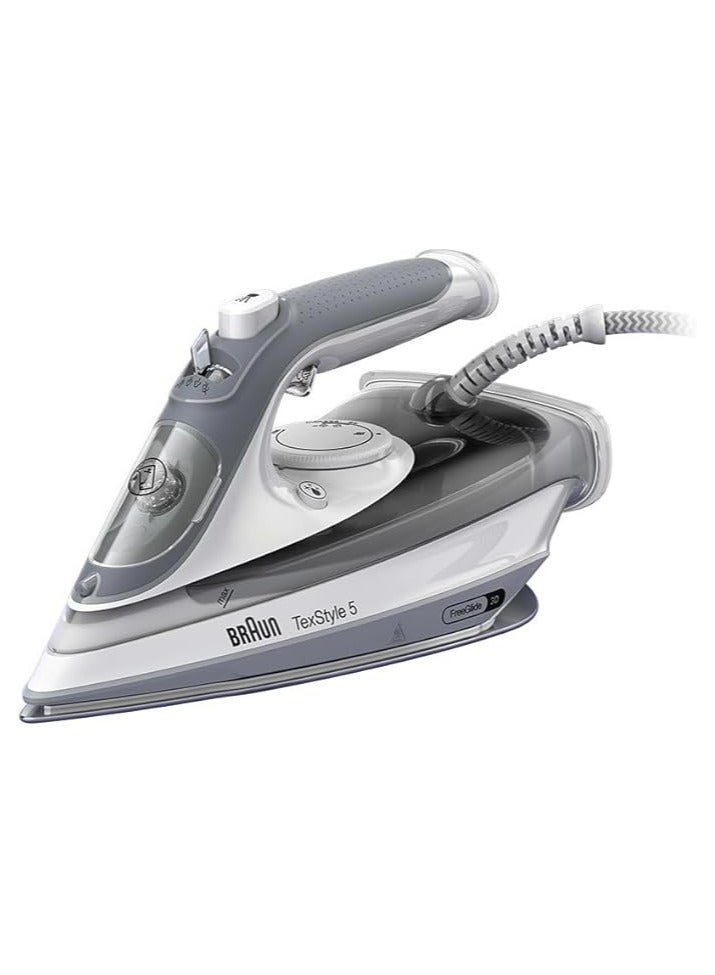 Braun TexStyle5 SI5078GY Steam Iron, equipped with FreeGlide 3D Technology, Auto-off, Precision Tip, SuperCeramic Coating, Self-Cleaning, Gray 300 ml 2800 W SI5078GY Gray - Image 1