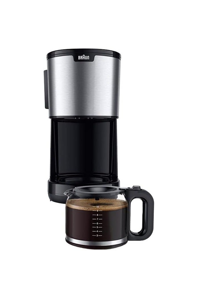 BRAUN Household PurShine KF1500 BK, Filter Coffee Machine with Glass Jug for up to 10 Cups, OptiBrew System, Automatic Shutdown, 1000 Watts 10 L 1000 W KF1500BK BLACK - Image 4