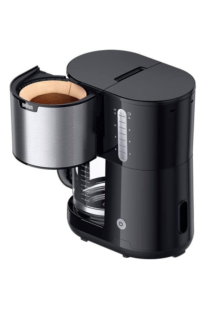 BRAUN Household PurShine KF1500 BK, Filter Coffee Machine with Glass Jug for up to 10 Cups, OptiBrew System, Automatic Shutdown, 1000 Watts 10 L 1000 W KF1500BK BLACK - Image 2