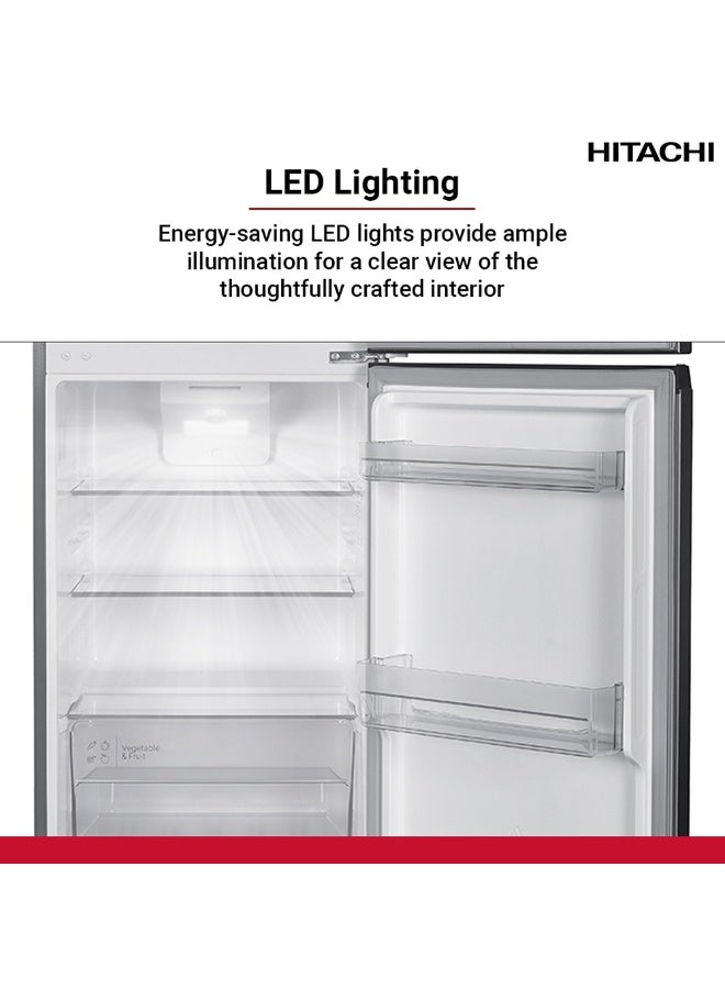 هيتاشي ثلاجة هيتاشي ذات البابين 198 لتر إجمالي / 181 لتر صافي، فريزر علوي، ضاغط عاكس، تجميد سريع، باب قابل للعكس، إضاءة LED، إنوكس - HRTN5198MXAE - Image 5