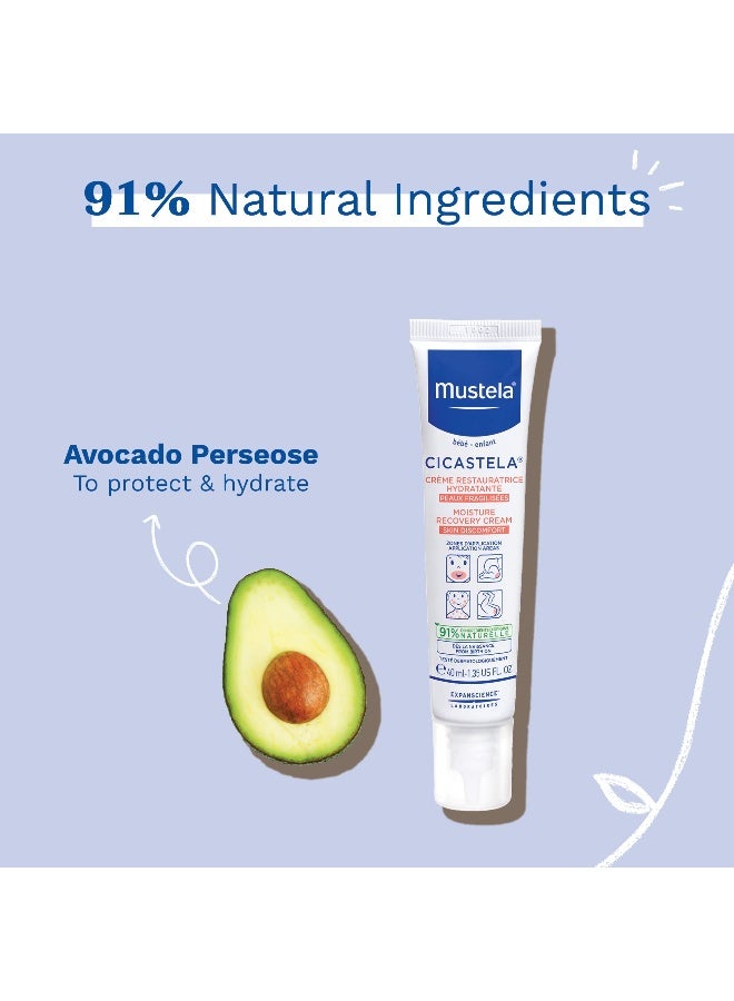 Mustela Cicastela Moisture Recovery Cream - Multipurpose Baby Ointment for Skin Discomfort - with Natural Avocado & Hyaluronic Acid - Fragrance-Free - 1.35 fl. Oz - Image 2