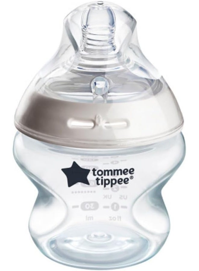 تومي تيبي زجاجات تومي تيبي للأطفال، زجاجة مضادة للمغص بتدفق بطيء وحلمة مشابهة للثدي، 150 مل، 0 شهر فما فوق، ذاتية التعقيم، أساسيات تغذية الأطفال، عبوة من 1 - Image 1