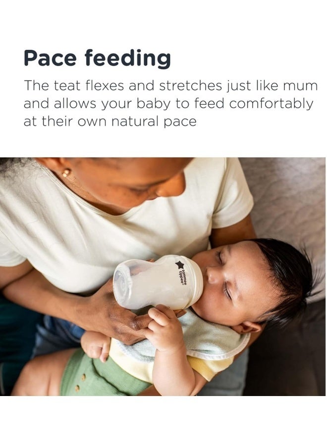 تومي تيبي زجاجات تومي تيبي للأطفال، زجاجة مضادة للمغص بتدفق بطيء وحلمة مشابهة للثدي، 150 مل، 0 شهر فما فوق، ذاتية التعقيم، أساسيات تغذية الأطفال، عبوة من 1 - Image 5