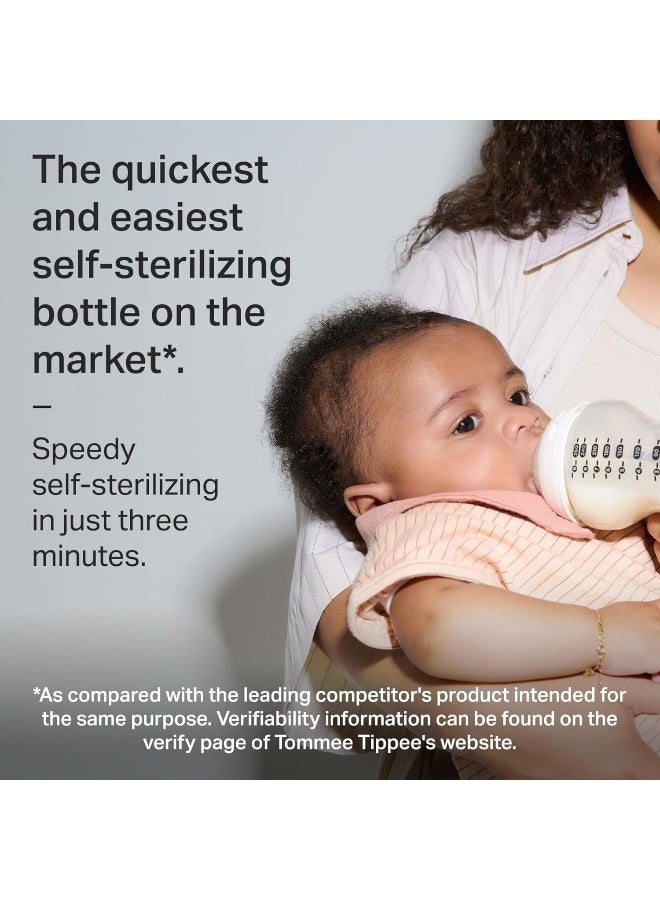 تومي تيبي زجاجات الأطفال، زجاجة الأطفال المضادة للمغص بتدفق بطيء وحلمة مشابهة للثدي، 9 أونصات، 0 شهرًا فما فوق، ذاتية التعقيم، مستلزمات تغذية الأطفال، عبوة من 2 - Image 3
