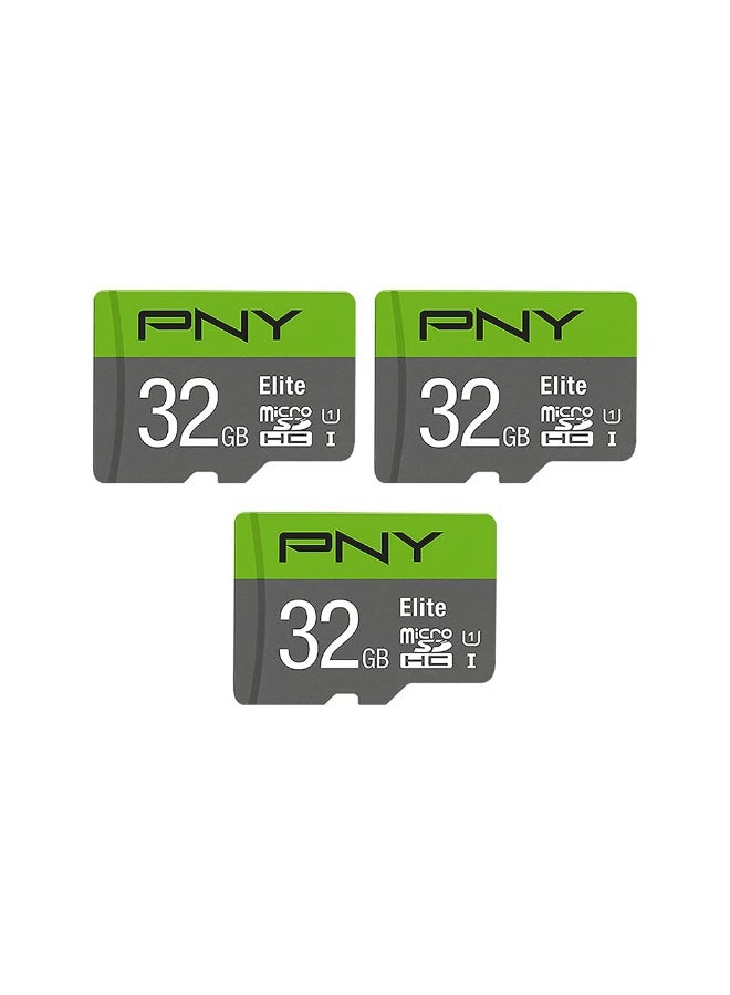 بي إن واي 32GB Elite Class 10 U1 microSDHC Flash Memory Card 3-Pack - 100MB/s, Class 10, U1, Full HD, UHS-I, micro SD 32 GB - Image 1