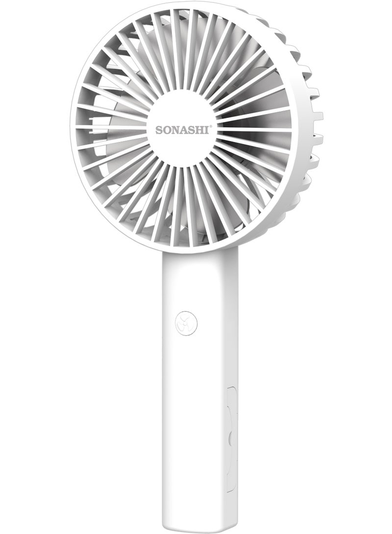 SONASHI 4 Inch Rechargeable Fan with 3 Speed Settings | 9V Brushless Motor with 3670 RPM Strong Wind | Type-C Charging with Indicator | Over-Charge & Over-Discharge Protection | 1200mAh Lithium Battery | 3–5 Hours Working Time | SRF-405 White SRF-405 white - Image 1