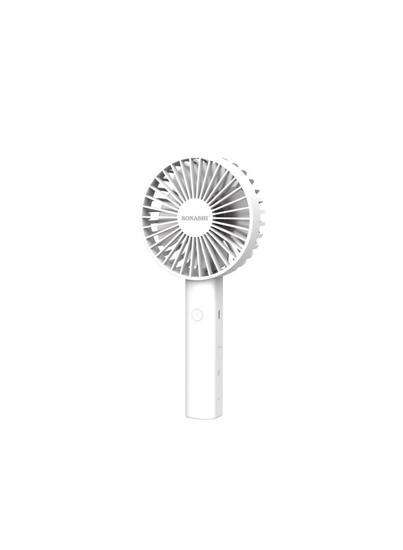 SONASHI 4 Inch Rechargeable Fan with 3 Speed Settings | 9V Brushless Motor with 3670 RPM Strong Wind | Type-C Charging with Indicator | Over-Charge & Over-Discharge Protection | 1200mAh Lithium Battery | 3–5 Hours Working Time | SRF-405 White SRF-405 white - Image 3