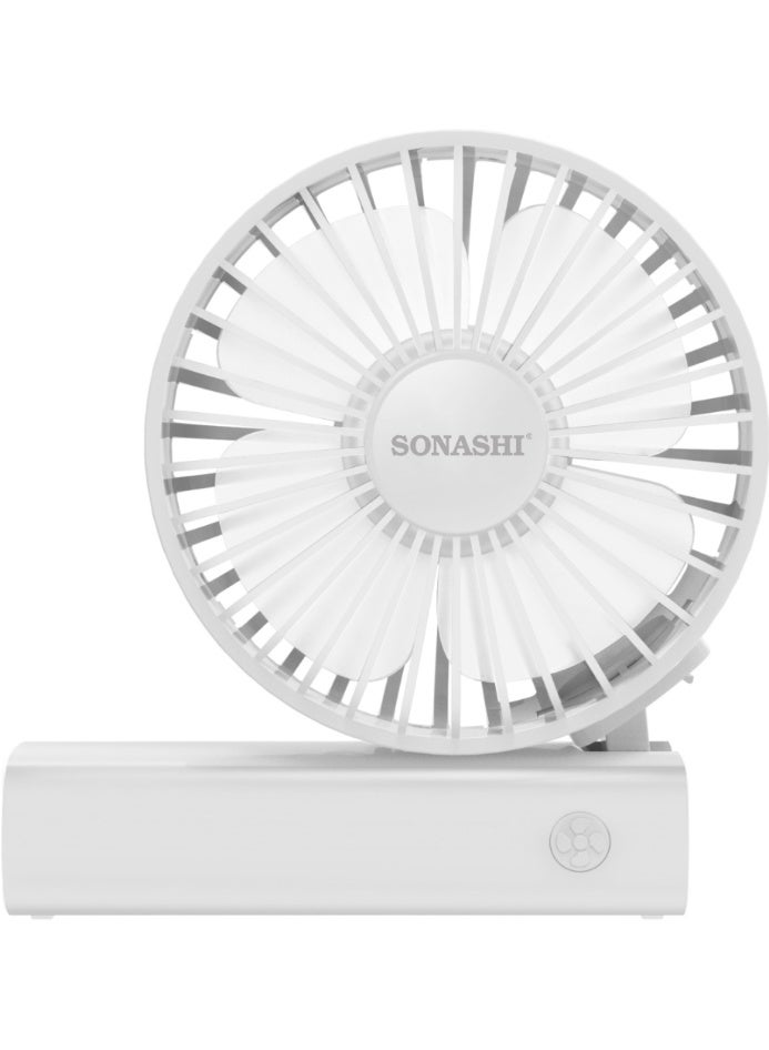 SONASHI 4 Inch Rechargeable Fan with 3 Speed Settings | 9V Brushless Motor with 3670 RPM Strong Wind | Type-C Charging with Indicator | Over-Charge & Over-Discharge Protection | 1200mAh Lithium Battery | 3–5 Hours Working Time | SRF-405 White SRF-405 white - Image 2
