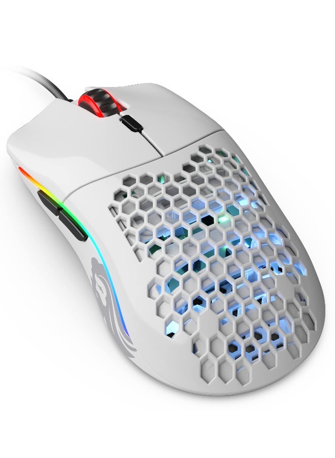 Glorious Model O- (Minus) Compact Wired Gaming Mouse - 58g Superlight Honeycomb Design, RGB, Pixart 3360 Sensor, Ambidextrous, Omron Switches - Glossy White - Image 1
