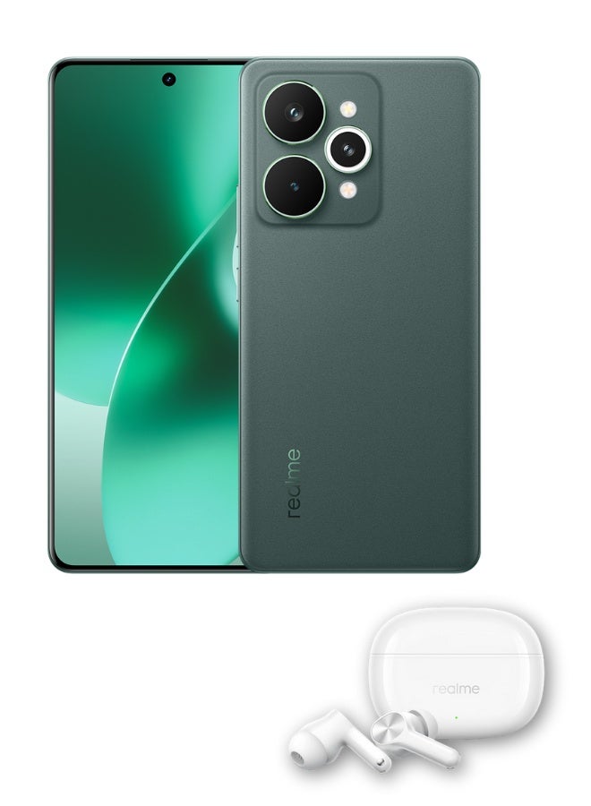 ريل مي 15 Pro 5G Dual SIM Velvet Green 12GB RAM 256GB - Middle East Version with free gift Realme Buds T200x ( Color of the gift may vary ) - Image 1