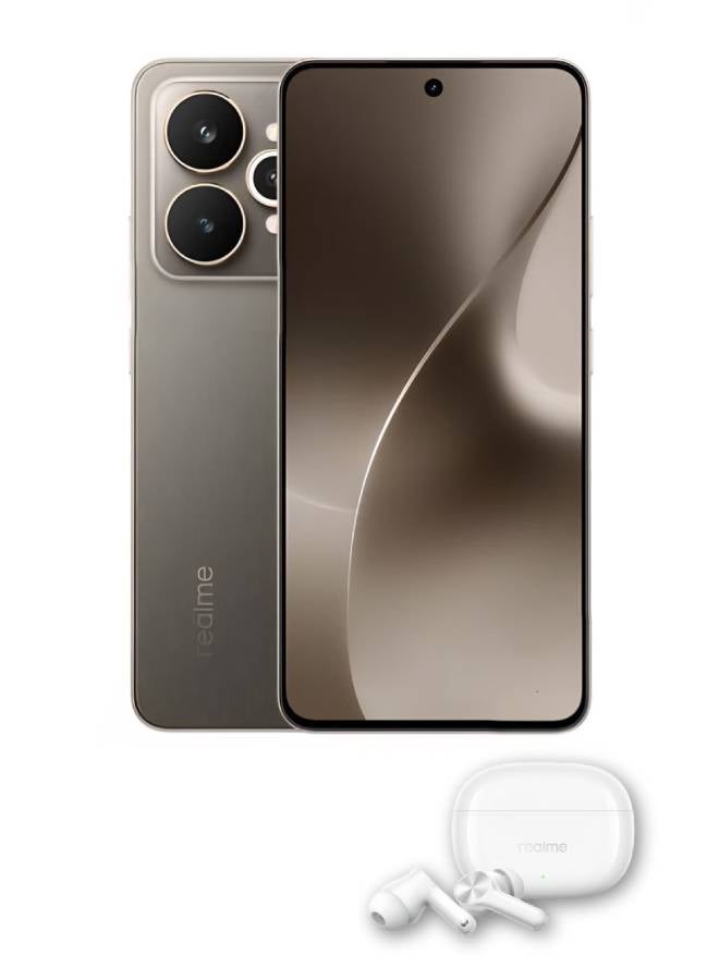 ريل مي 15 5G Dual SIM Suit Titanium 12GB RAM 256GB - Middle East Version With Free Gift Realme Buds T200 Lite ( Color of the gift may vary ) - Image 1